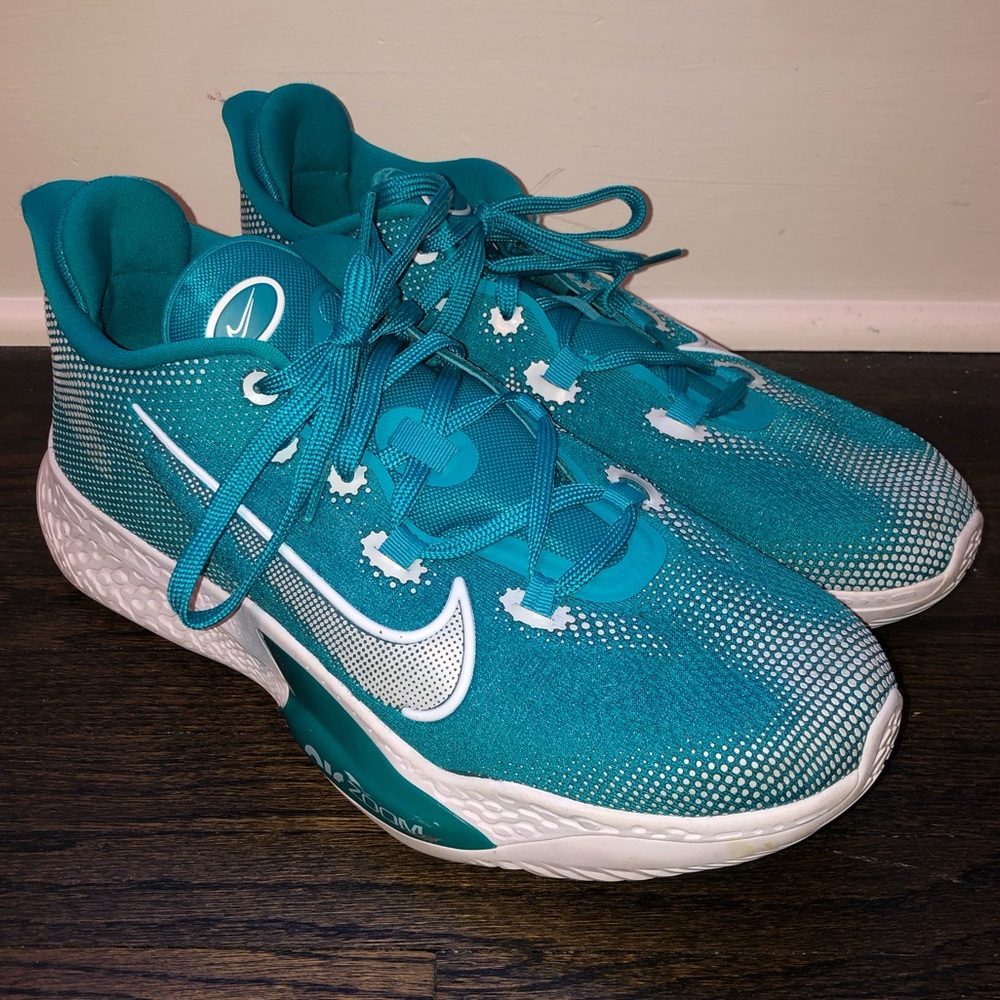 Nike Air Zoom Mens BB Teal and White Basketball Shoes size 11 - Picture 1 of 13
